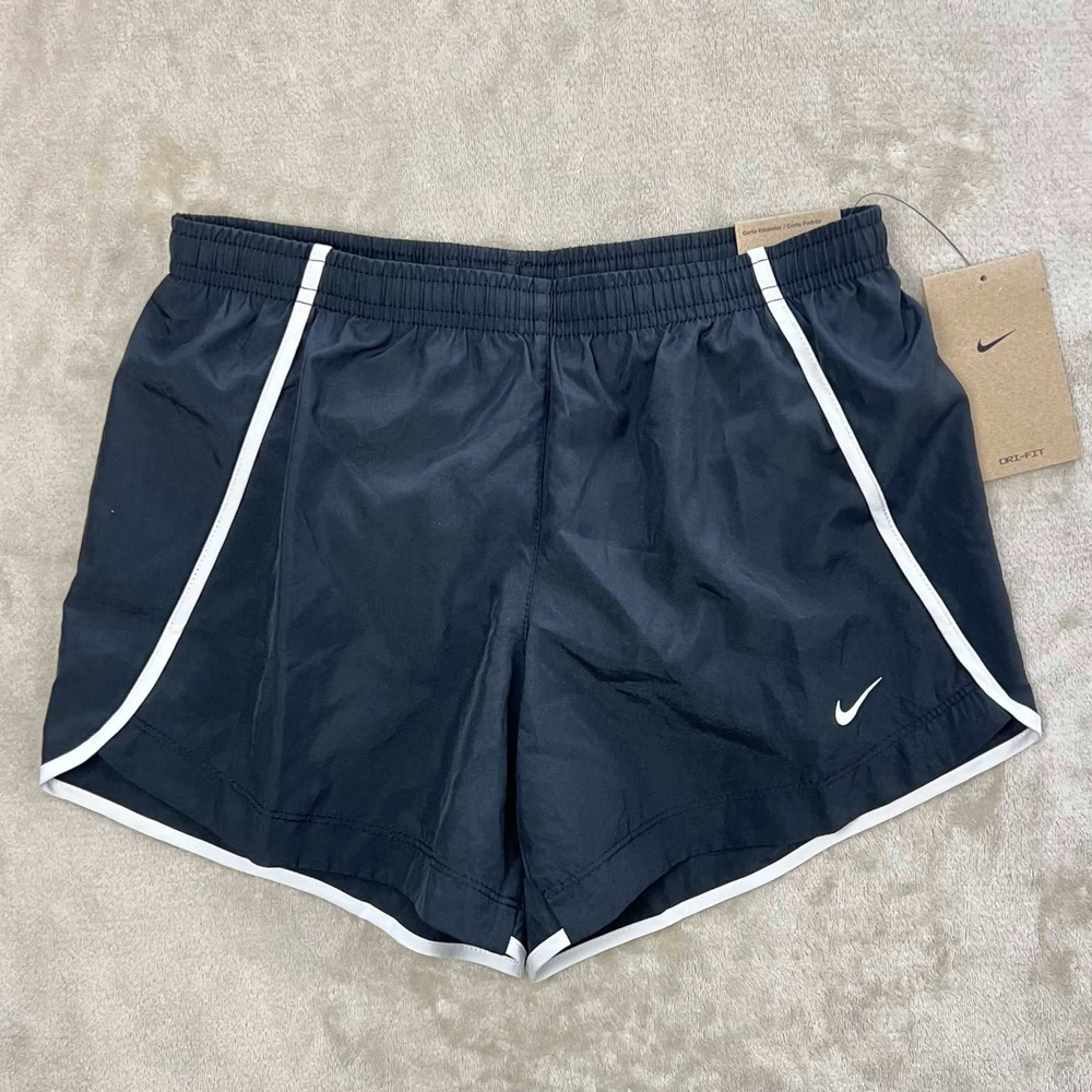 Nike Kids Dri-FIT Tempo Running Shorts Black White DA1019-010 Size L